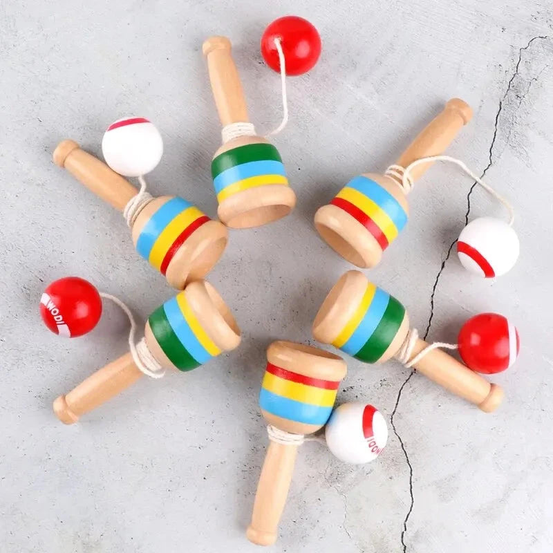 Montessori Toy Wooden Skill Sword Cup Develop Intelligence Smooth Toys Educational Traditional Games Toys Throw and Catch Ball Econic Blanks