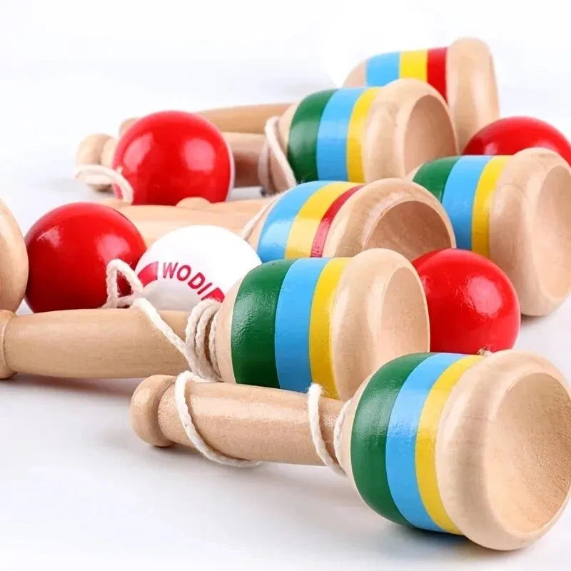 Montessori Toy Wooden Skill Sword Cup Develop Intelligence Smooth Toys Educational Traditional Games Toys Throw and Catch Ball Econic Blanks