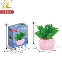 HUIQIBAO MOC Flower Succulent Potted Model Building Block DIY Eternal Bouquet Home Desk Plant Decor Brick Girl Gift Children Toy Quick Pick Grocers