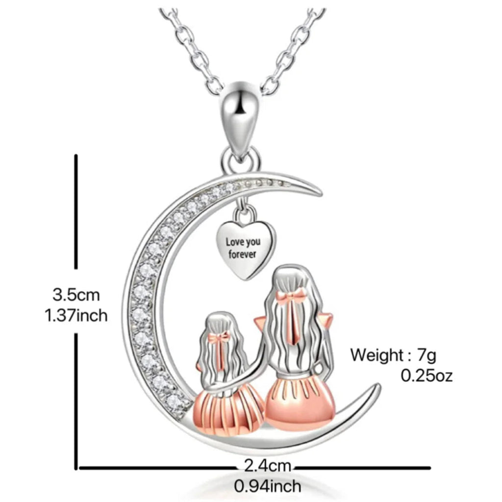 Fashion Mom Daughter Moon Pendant Necklace Love You Forever Heart Necklaces Mothers Day Jewelry Gifts Quick Pick Grocers