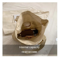 Elegant Ladies Straw Woven Handbag Women Holiday Beach Commute Casual Tote Top-Handle Bags Fashion Retro Shoulder Bags 2024 Quick Pick Grocers