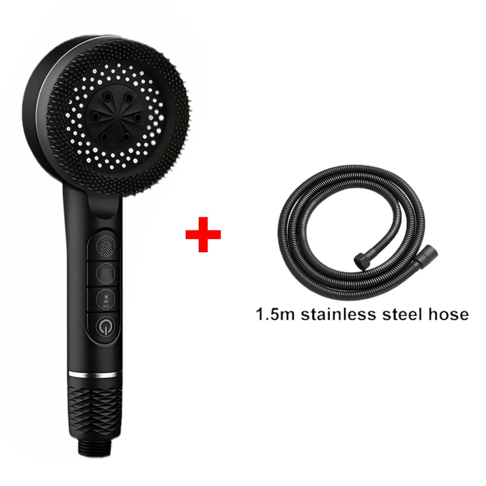4 Modes Self-cleaning Shower Head with Silicone Brush One-Key Stop Water Massage High Pressure ABS Showerhead with Filter Quick Pick Grocers