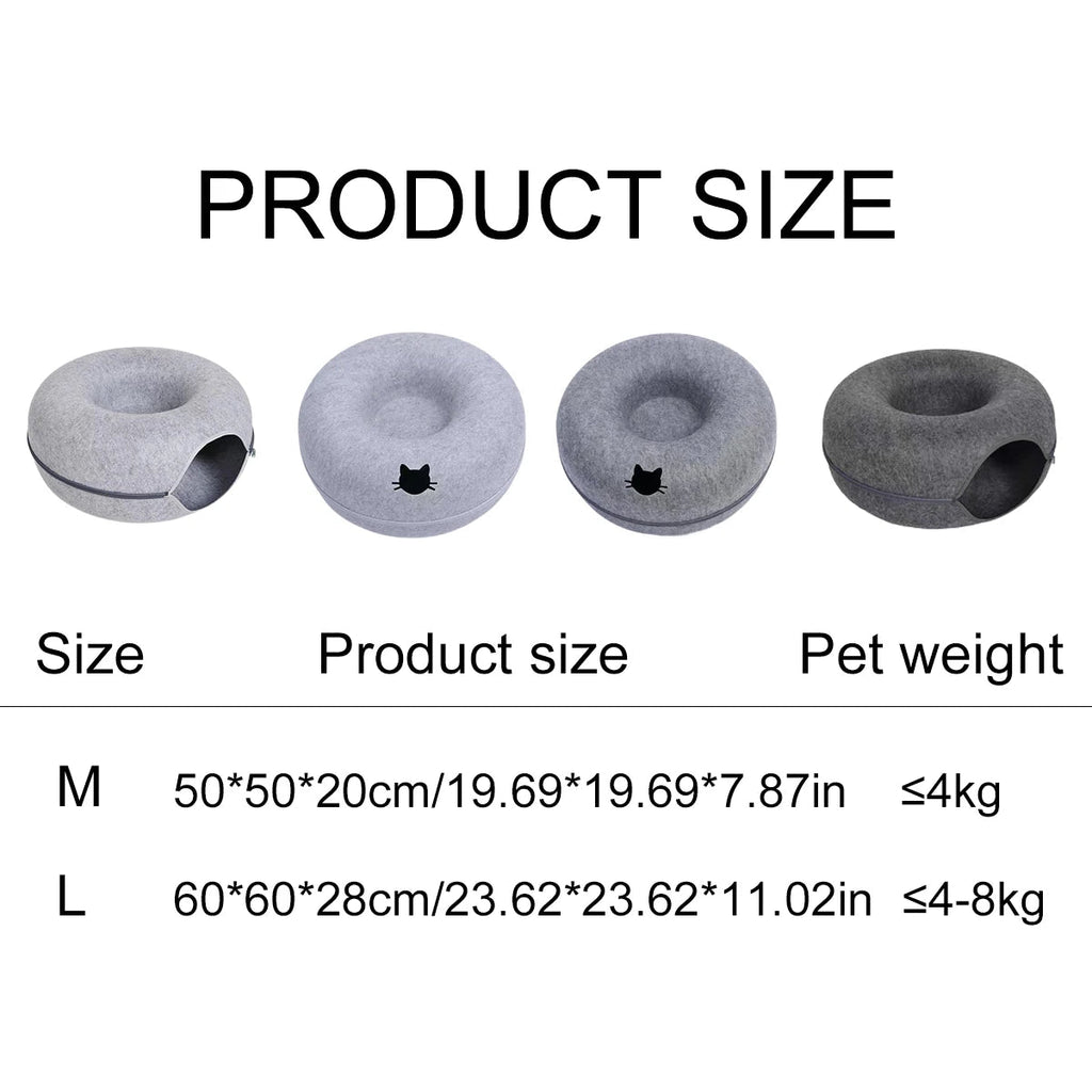 B-Tunnel Donut Cat Bed Interactive Tunnel Pet Felt Indoor Toys Cats House Kitten Training Toy Cat Kennel Cat Accessories Quick Pick Grocers