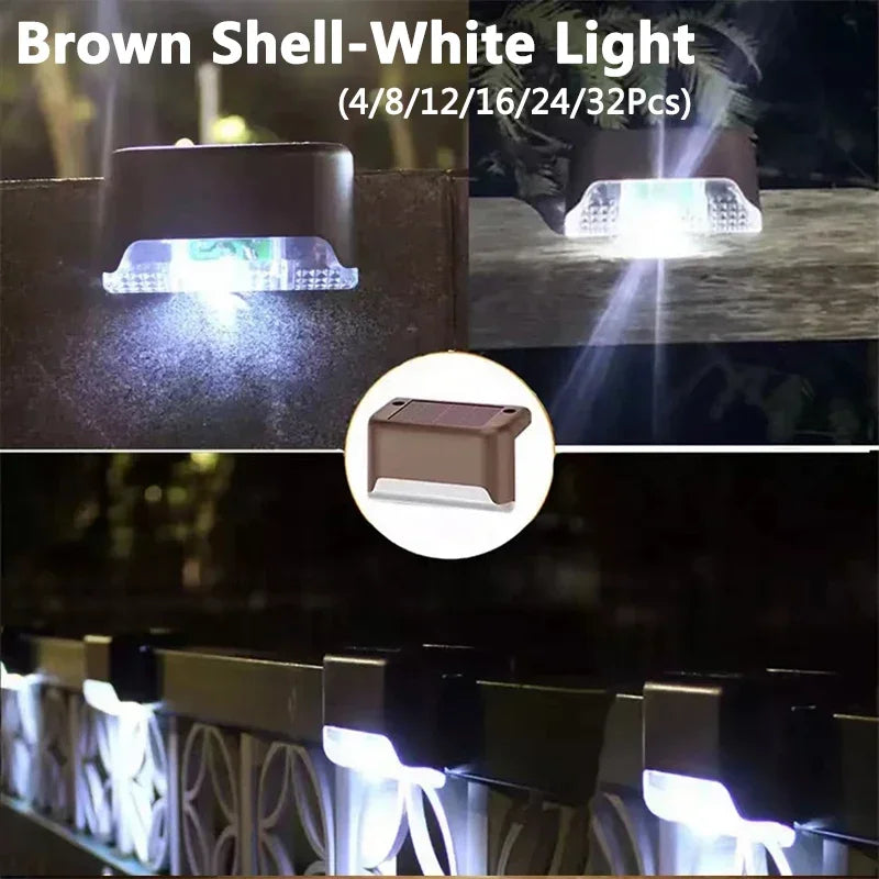 32/24/16/12/8/4Pcs Solar Deck Lights Outdoor Waterproof LED Fence Lights Garden Step Lamp for Patio Stairs Railing Pathway Step Quick Pick Grocers