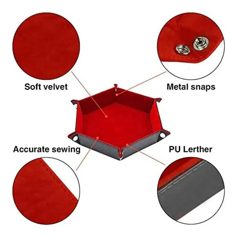 1pc Hexagonal Dice Tray and Miscellaneous Storage Box Board Game Dice Tray Accessories Leather Dice Tower Quick Pick Grocers