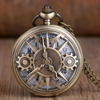 Exquisite Retro Bronze Steampunk Hollow Gear Design Quartz Pocket Watch with Necklace Chain Leisure Pendant Gift Men's Clock Quick Pick Grocers
