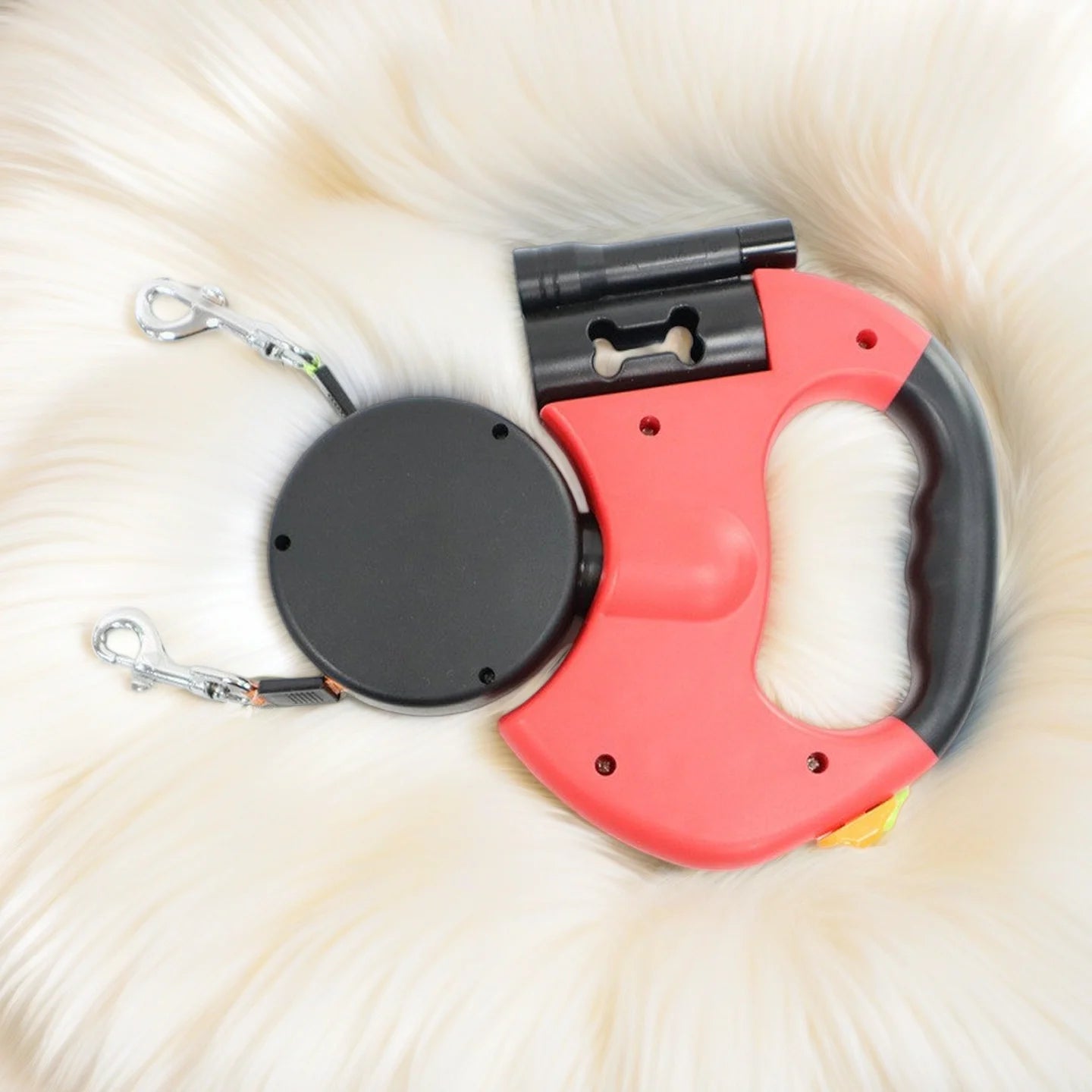 Retractable Dual Dog Leash with LED Light 360 Swivel No Tangle Independent Braking 3M Reflective Leads for Dogs Quick Pick Grocers