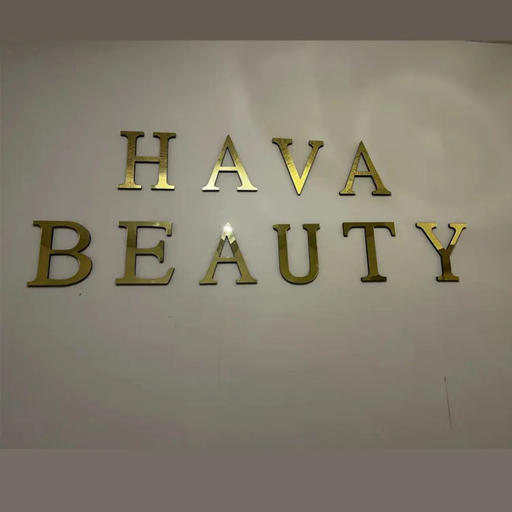 Gold English Letters Mirror 3D Wall Sticker Home Decoration Festival Party Wedding Decor Acrylic Mural Peel & Stick Wallpaper Quick Pick Grocers