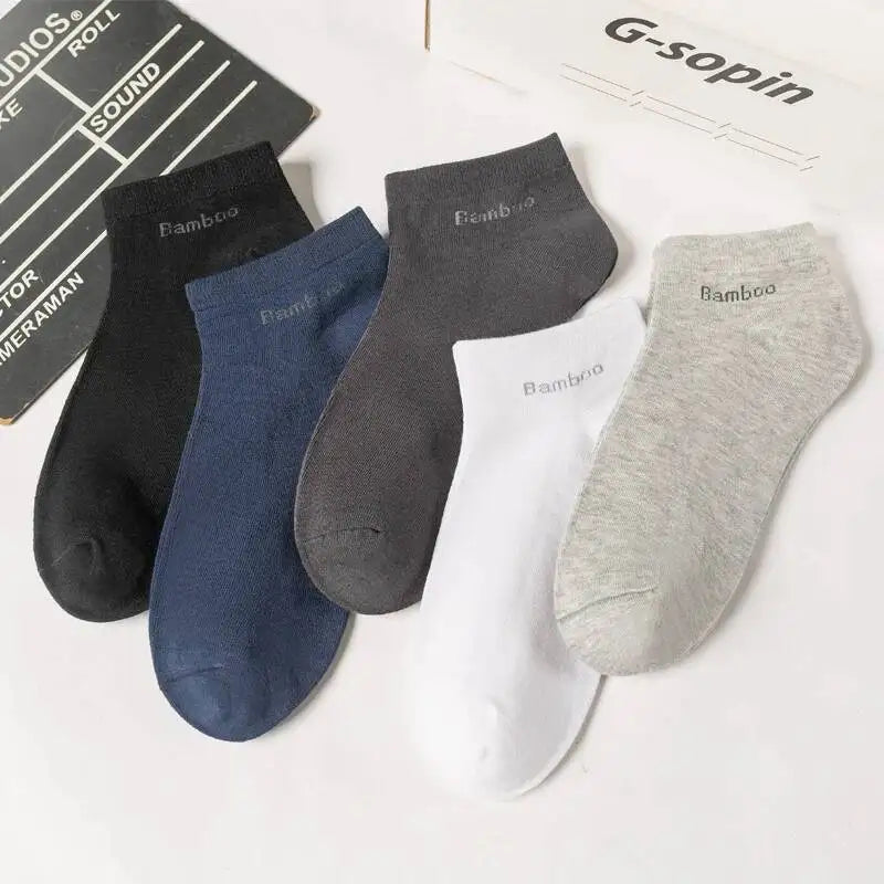 5/10/15 Pairs Men's Bamboo Fiber Socks Short High Quality New Casual Breatheable Anti-Bacterial Man Ankle Socks Men Size 38-45 Quick Pick Grocers