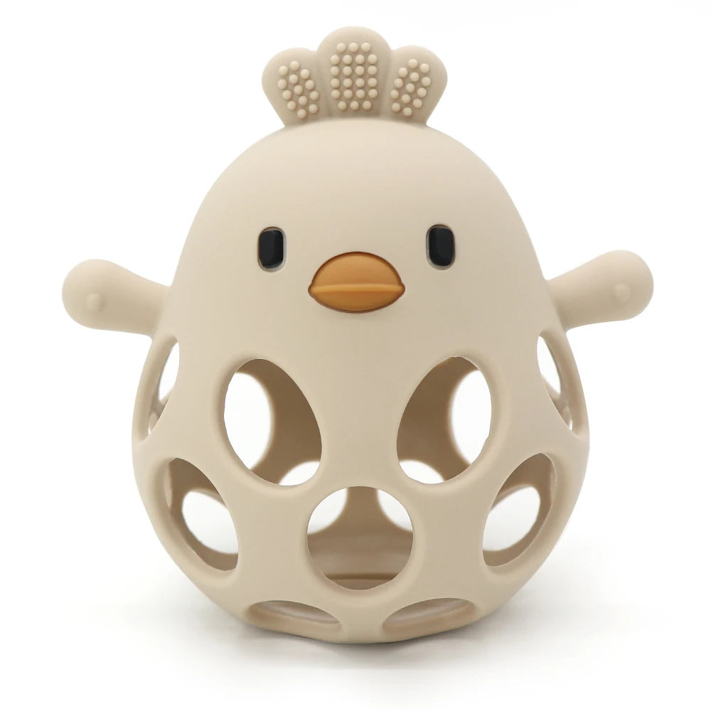 1PC Baby Silicone Teether Toys Cartoon Chick Shape Baby Toys Hollow Out Baby Care Equipment Chewing Training Baby Products Quick Pick Grocers