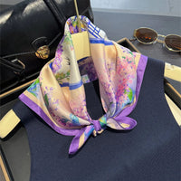 2025 Fashion 100% Real Silk Scarf 53cm Square Bandelet Women's Silk Temperament Small Scarf Neck Decorative Wrap Printed Scarves Quick Pick Grocers