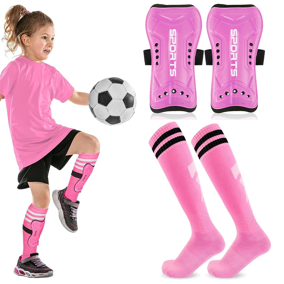 Loogdeel 2 Pair Soccer Shin Guards and Socks for Toddler Kids Youth, Lightweight Soccer Shin Pads Protective Defender Gear Quick Pick Grocers