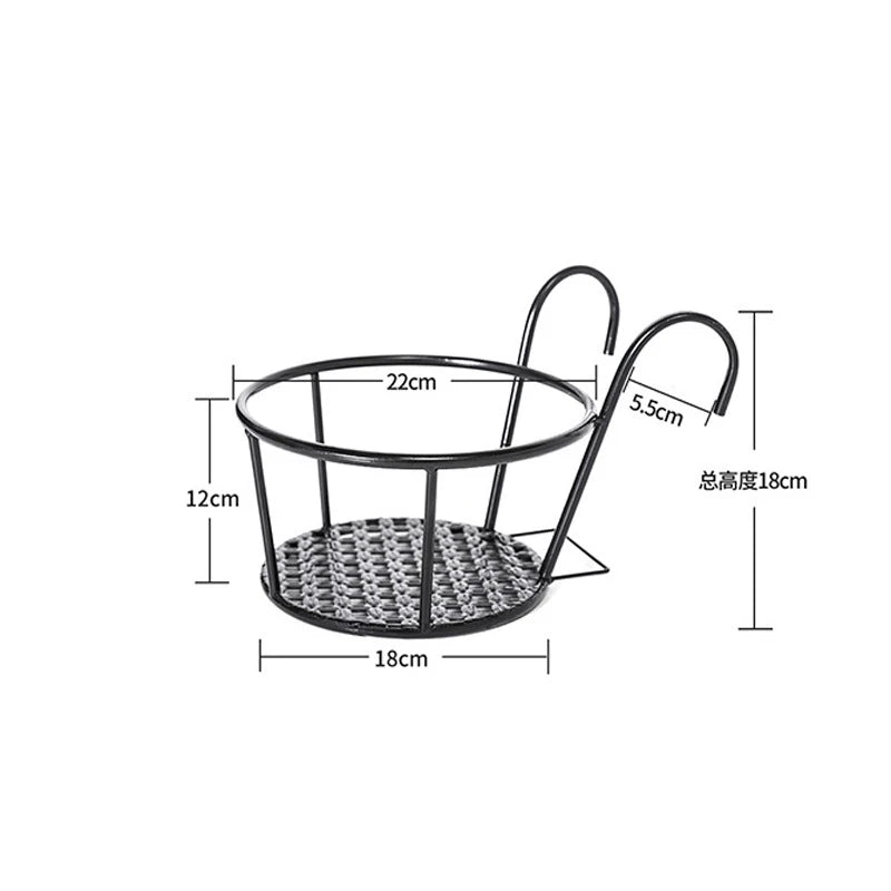 One pack of 1/2/3 iron art hanging flower pots with hanging hooks, metal plant planting hanging basket, detachable, for balcony Quick Pick Grocers