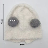 Cute Winter Warm Kids Girl Boys Baby Hats Fleece Wool Hemming Caps with Ball Solid Wool Ear Protection Hats Soft Newborn Bonnet Purest Peak