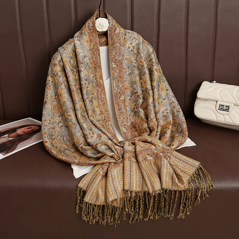 Luxury Brand Autumn Cashmere Pashmina Shawl Lady Wrap Warm Winter Scarves Design Print Female Foulard Cotton Stoles Scarf 2023 Quick Pick Grocers