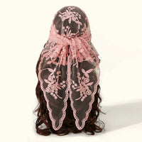 Elegant Lace Scarf Hollow Out Embroidery Foulard Bandana Solid Color Triangular Scarf Thin Vintage HandkerChiefs for Hair Woman Quick Pick Grocers