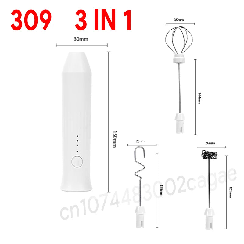 UPGRADED Electric Coffee Frother/MILK Whisk+Egg Beater MINI Food Blender USB Rechargeable Handheld Three Speeds Espresso Tools Quick Pick Grocers