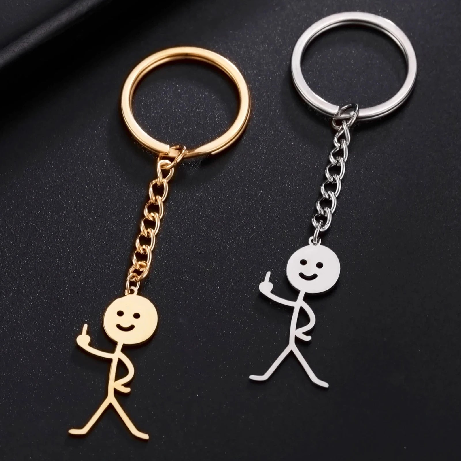 Teamer Funny Middle Finger Stickman Keychain 2025 Cute Trend School Bag Car Key Pendant Couple New Trinket Gift Keyring Econic Blanks