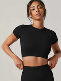 Women Yoga Top Seamless Sport T Shirts Fitness Clothes Short Sleeve Yoga Shirt Gym Top Running Active Wear Sport Top Quick Pick Grocers