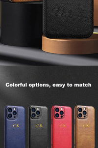 Personalized Name Classic Leather Case For iPhone 17 16 15 14 13 12 11 Pro Max 17 Air Luxury Customized Initials Engraved Cover Quick Pick Grocers