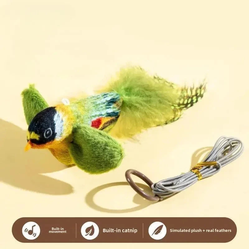 Indoor Interactive Birds Toy for Cat Chasing Teasing Toy Sounding Catnip Cat Teaser Toy Self-hilarity Wall Hanging Birds Cat Toy Econic Blanks