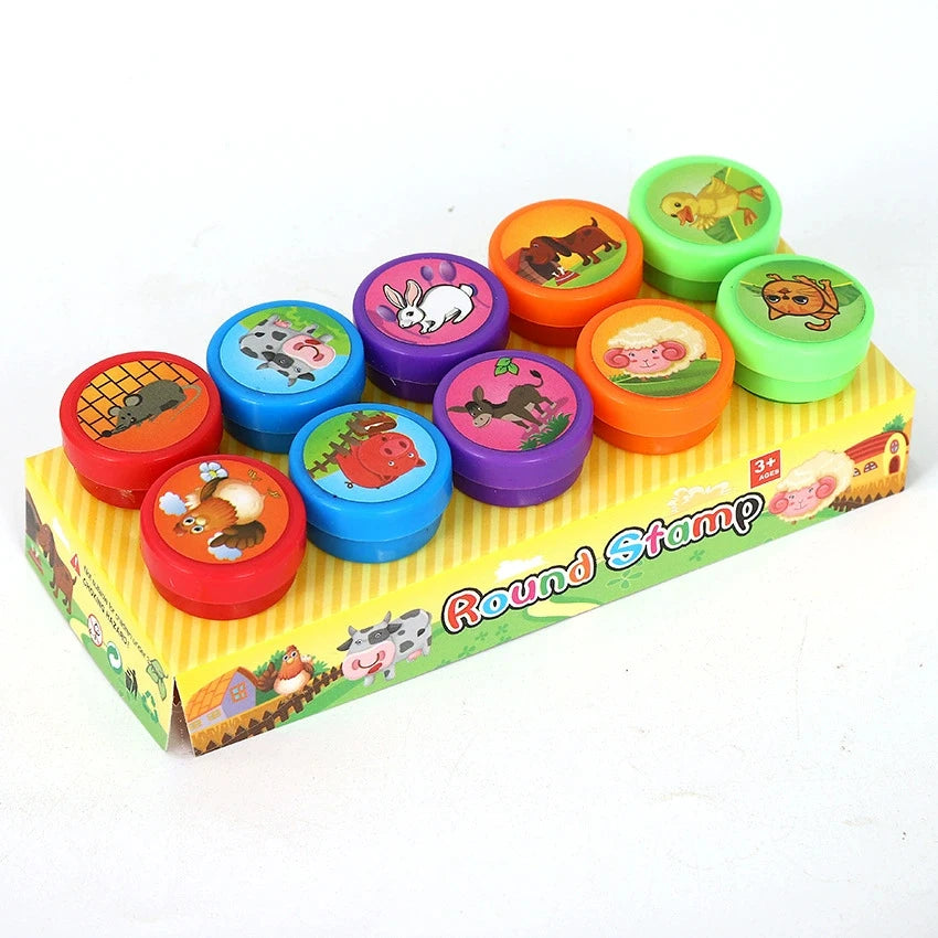 10pcs Assorted Stamps for Kids Self-ink Stamps Children Toy Stamps Smiley Face Seal Scrapbooking DIY Painting Photo Album Decor Quick Pick Grocers