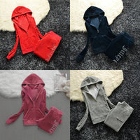 Winter Velvet Tracksuit for Women: Heavy Duty Fleece Lined Hoodie and Pants Set | Solid Color Warm Jogger Outfit Quick Pick Grocers