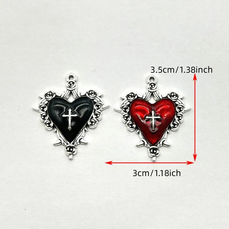 10/12PCS  Retro Dark Style Personalized Thorn Rose Cross Pendant DIY Accessories Quick Pick Grocers