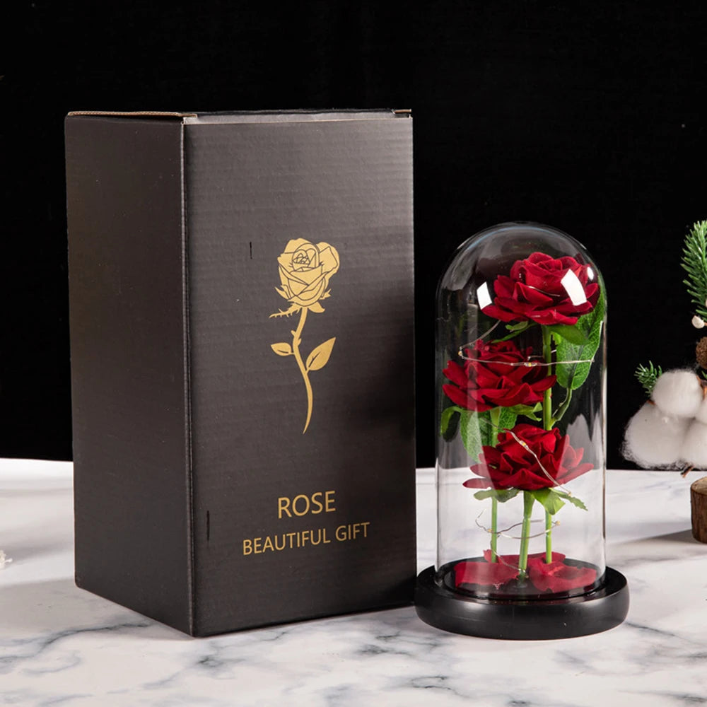 LED Galaxy Three Rose Artificial Flowers, Wedding Decoration, Creative Valentine'S Day and Mother'S Day Gift without Battery 1Pc Quick Pick Grocers