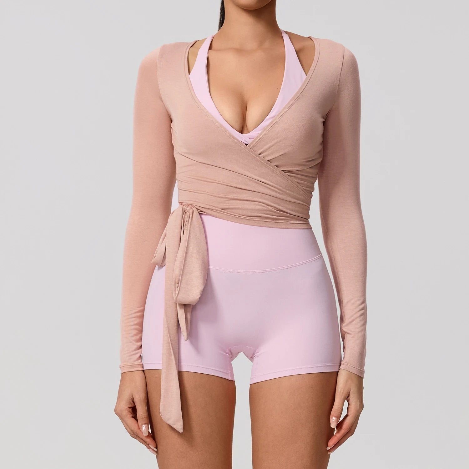 Hearuisavy Summer Women's Yoga Shirt Long Sleeve Sportswear Gym Breathable Quick Dry Sports Top Pilates Dance Ballet Wrap Tops Quick Pick Grocers