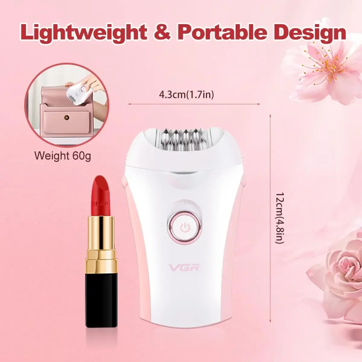 VGR Hair Remover Professional Epilator Electric Leg Body Rechargeable Underarms Portable Two Speeds Epilator for Women V-705 Quick Pick Grocers