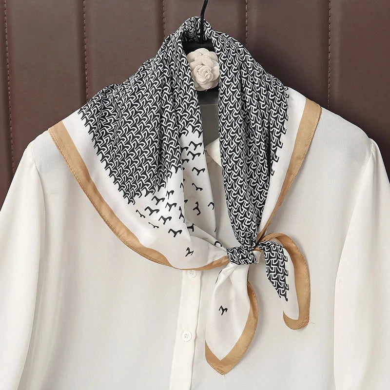 Luxury Print Satin Silk Square Scarf for Women Shawl Hijab Neckerchief Female Hair Ribbon Headband Fashion Wrap Bandana 2023 New Econic Blanks