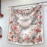 90Cm French Jungle Large Square Scarf Decorative Fashion Trend Flowers High Quality Twill Silk Travel Shawl Sunscreen Quick Pick Grocers