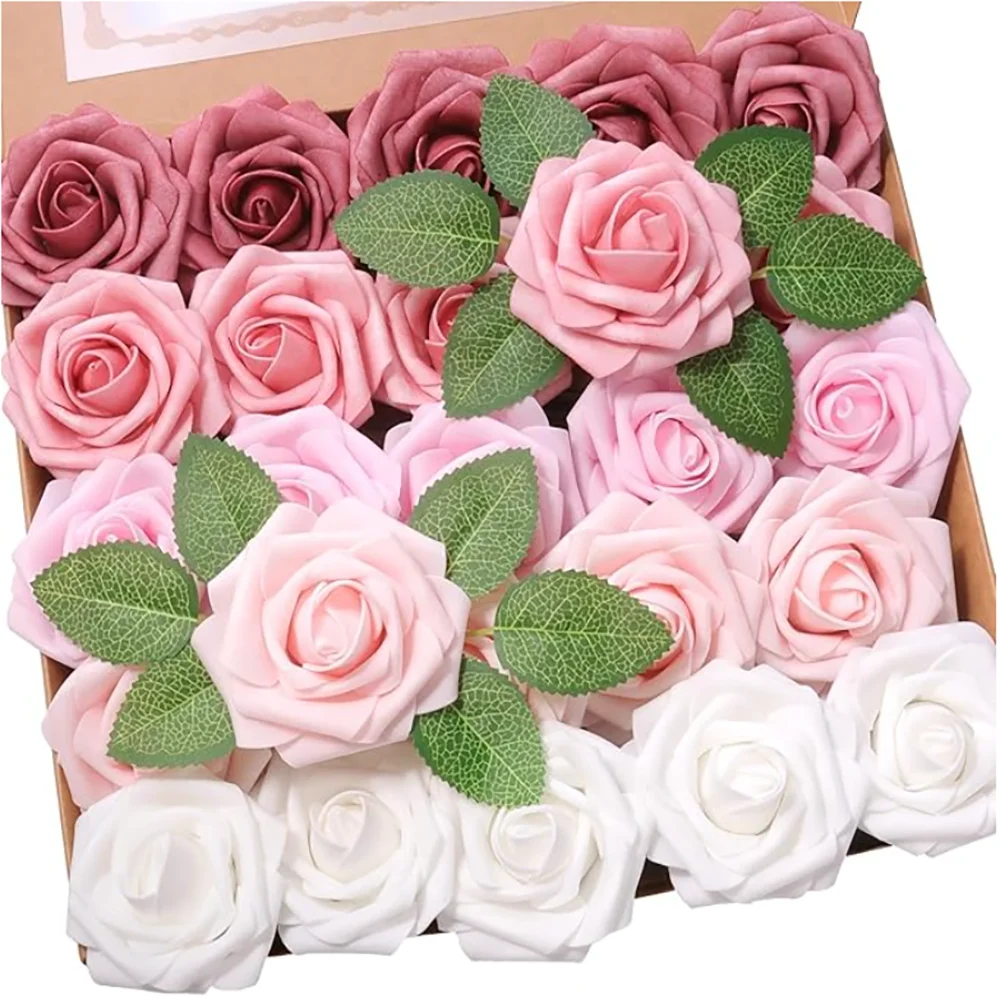 10~100pcs Rose Artificial Flowers Foam Fake Roses Wedding Bouquets Centerpieces Mothers Day Valentines Gifts Party Decoration Quick Pick Grocers