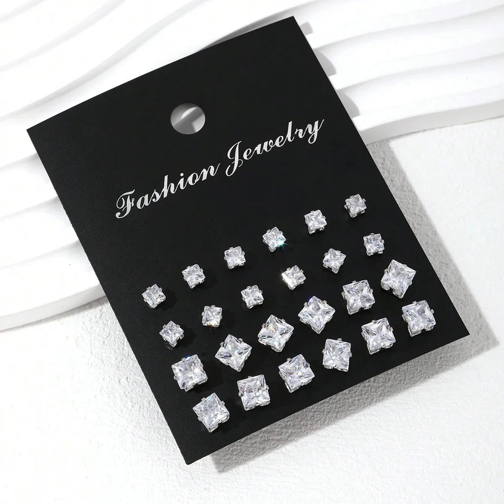12 Pairs Of Luxurious, Simple, Shiny, And Caring Zirconia Decorative Earrings Are Suitable For Gifts To Parties,And Couples Quick Pick Grocers