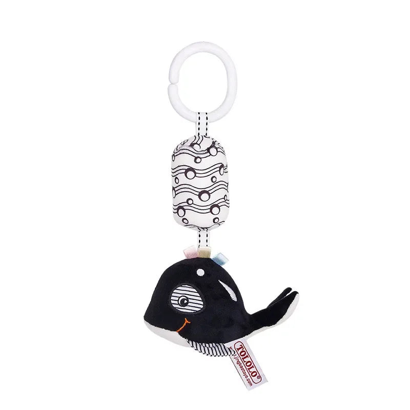 Stroller Bed Hanging Bell Plush Doll Baby Infant Rattles Newborn Black White Visual Grab Ability Training Toys игрушки для детей Purest Peak