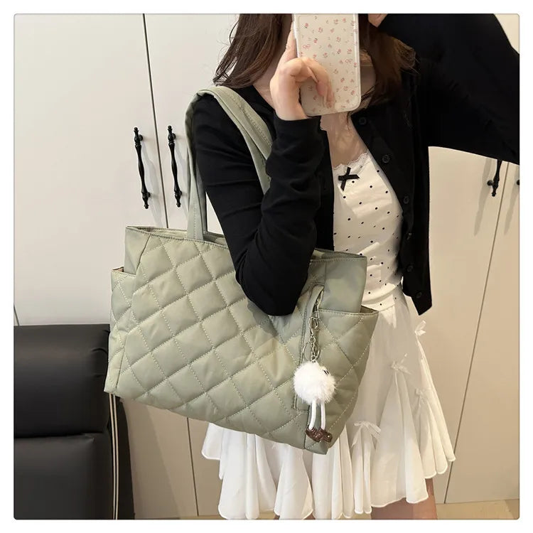 Rectangular Large Capacity Single Shoulder Bag for Commuting To Work Korean Style Women's Tote Bag Lightweight Casual Handbag Quick Pick Grocers