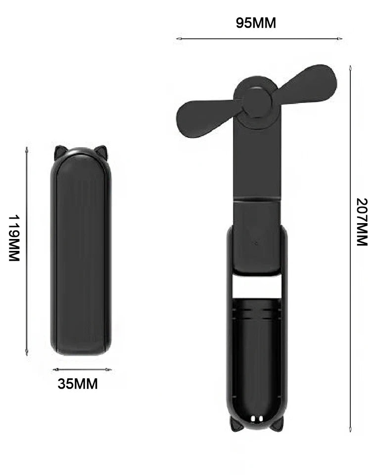 Foldable Small Fan Portable and high-power Hand Held Portable Mini Fan Rechargeable Hand USB Charge Fan Quick Pick Grocers