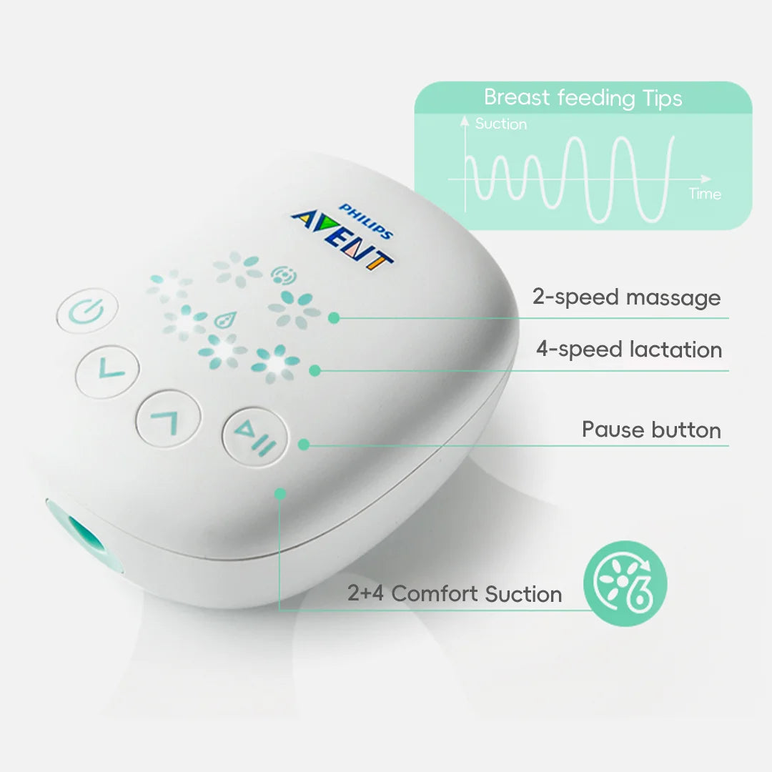 PHILIPS AVENT Portable Single Electric Breast Pump with Smart Massage & Petal Stimulation – Mimics Baby’s Natural Sucking Purest Peak