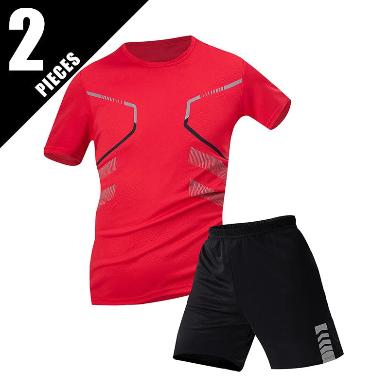2/4/6 Pcs Plus Size Men's Quick-drying Short-sleeved Shorts Suit Men's Leisure Sports Running Fitness T-shirt Joker Shorts Teen Quick Pick Grocers