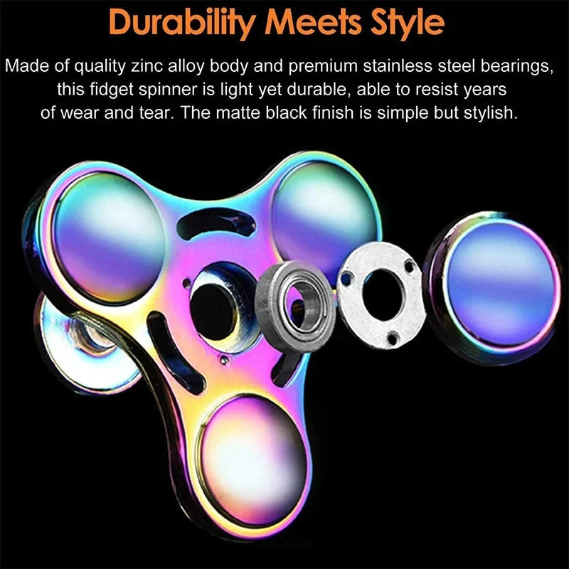 Metal Rainbow Fidget Spinner Colorful EDC Hand Spinner Anti-Anxiety Toy for Children Adult Relieves Stress Finger Spinner Gifts Econic Blanks
