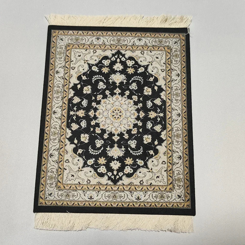 Woven flower Persian carpet small coaster wholesale merchants cheap mouse pad desk mat retro style rubber non-slip computer mats Quick Pick Grocers