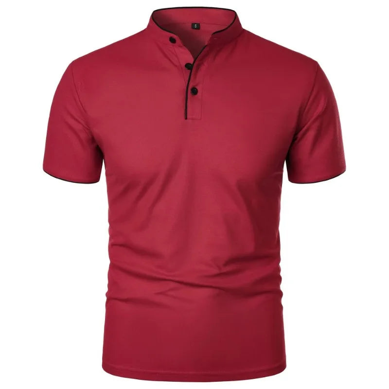 New Men's Short Sleeve Collar Polo Shirts Summer Solid Color Casual Polo Shirt Trendy Breathable Loose Basic Splice Oversize Top Quick Pick Grocers