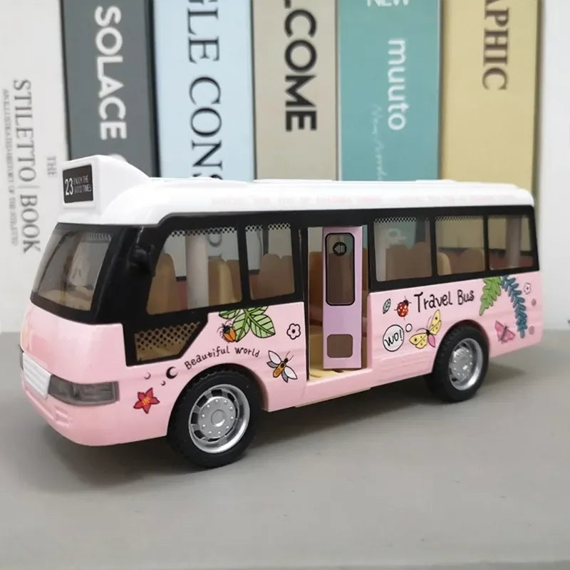 City Bus Toys Cars for Toddlers Cars for Boys Girls Pull Back Play Vehicle Bus Model with Sound Light Up & Open-able Doors Quick Pick Grocers