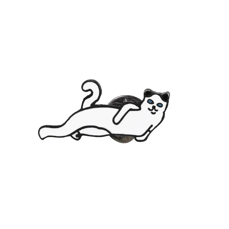20 Styles Cute Cats collection Enamel Pins Dried Fish Bag Brooch Cartoon Animal Badges Denim Lapel Jewelry Gift for Kids Friends Quick Pick Grocers