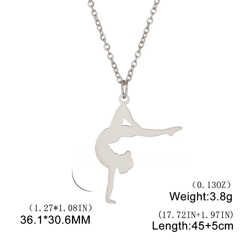 Rhythmic Gymnastics Necklace Women Trend 2025 Gymnast Stainless Steel Jewelry BFF Dancer Girl Sport Accessories Mother Day Gift Quick Pick Grocers