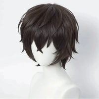 High Quality Dazai Osamu Cosplay Wig Anime Bungo Stray Dogs Cosplay Short Brown Heat Resistant Synthetic Hair Wigs Quick Pick Grocers