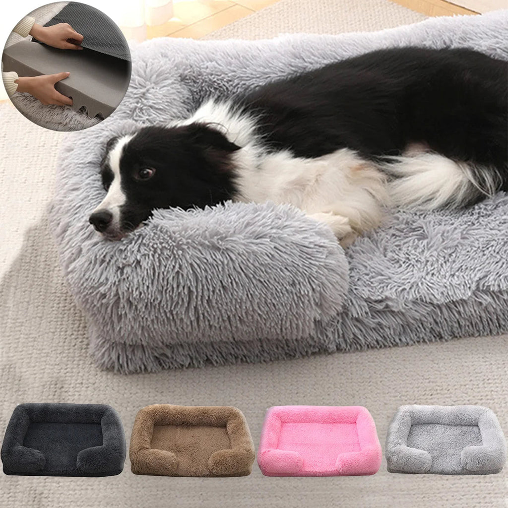 Square Dog Bed Plush Pet Bed Winter Thickened Pad House for Dogs Bed Cat Sofa for Flyffy Dogs Sleeping Bed Sofa Removable Mat Quick Pick Grocers