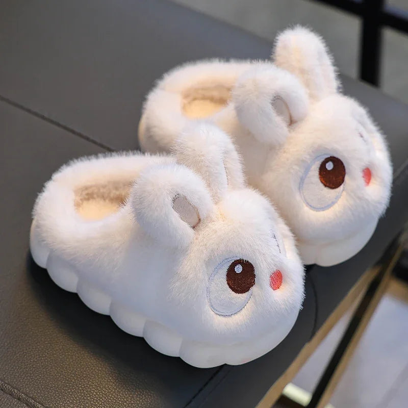 2024 New Cute Rabbit Children's Cartoon Winter Slippers Comfortable Warm House Shoes Boys Girls Indoor Home Fluffy Slippers Purest Peak