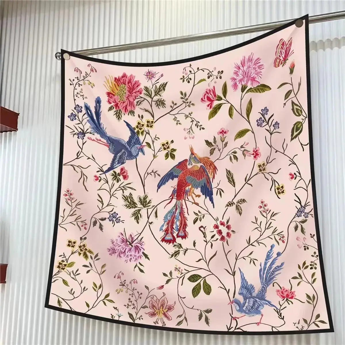 90Cm French Jungle Large Square Scarf Decorative Fashion Trend Flowers High Quality Twill Silk Travel Shawl Sunscreen Quick Pick Grocers